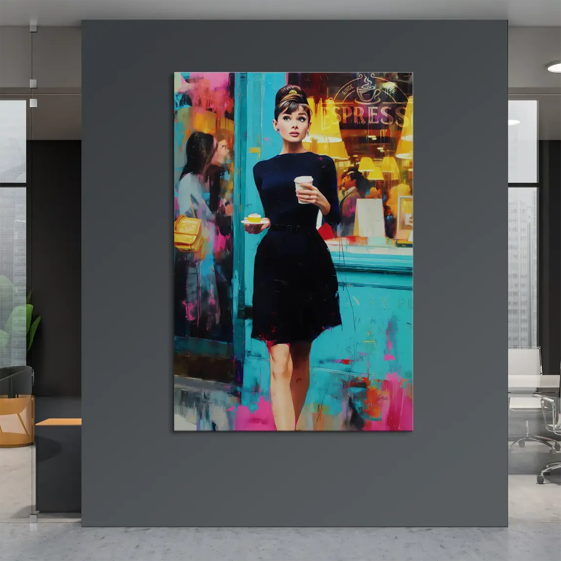 Audrey Hepburn Frühstück mit Stil Leinwand Bild INGALERIE