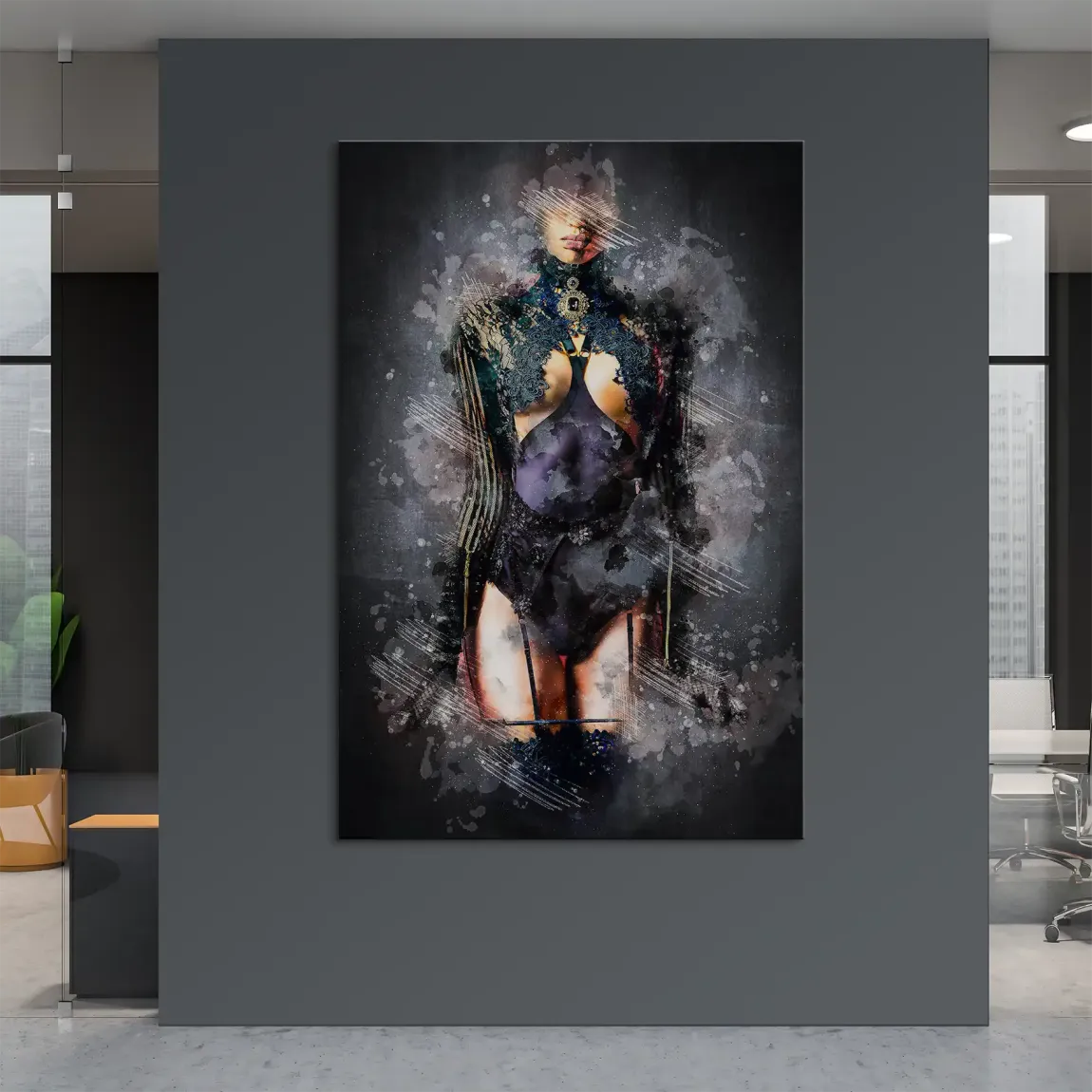 Stille Rebellion in schwarzer Spitze Leinwand Bild INGALERIE