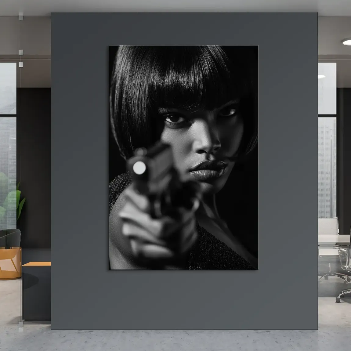 Black Gun Girl Leinwand Bild INGALERIE