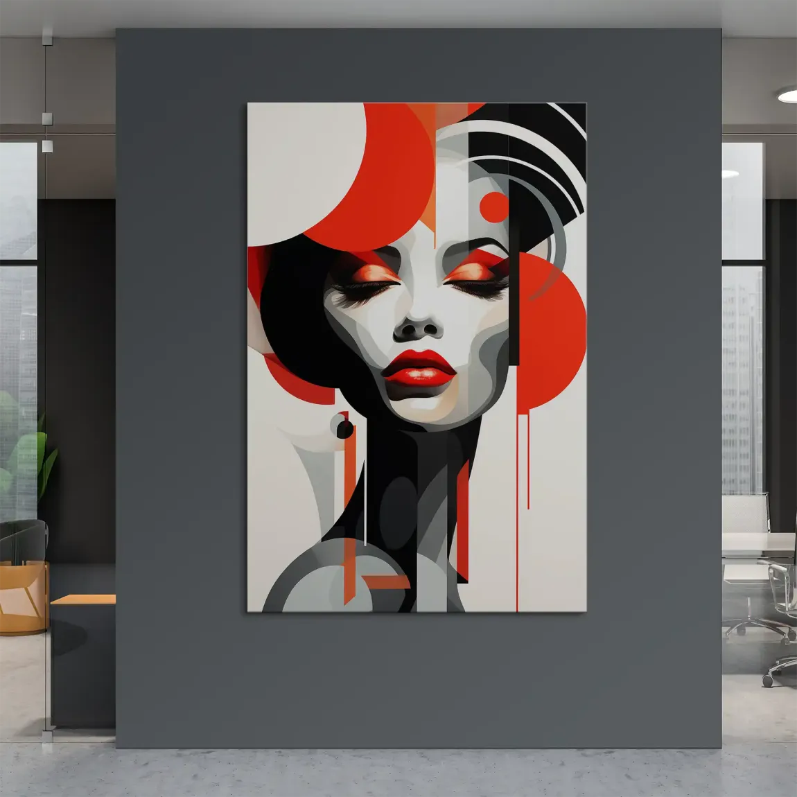 Rote Eleganz trifft urbane Stille Leinwand Bild INGALERIE