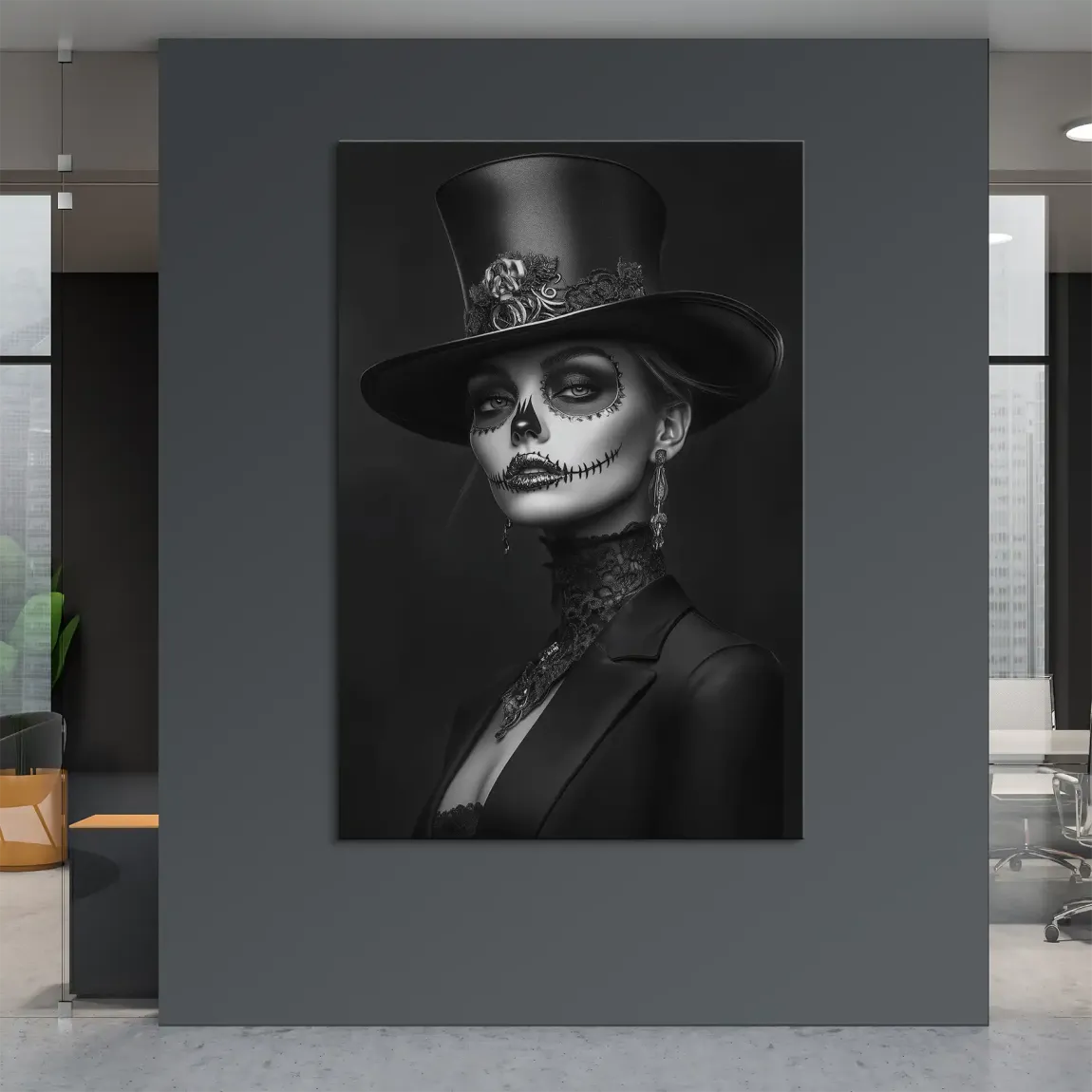 Elegante Lady im modernen Catrina Stil Leinwand Bild INGALERIE