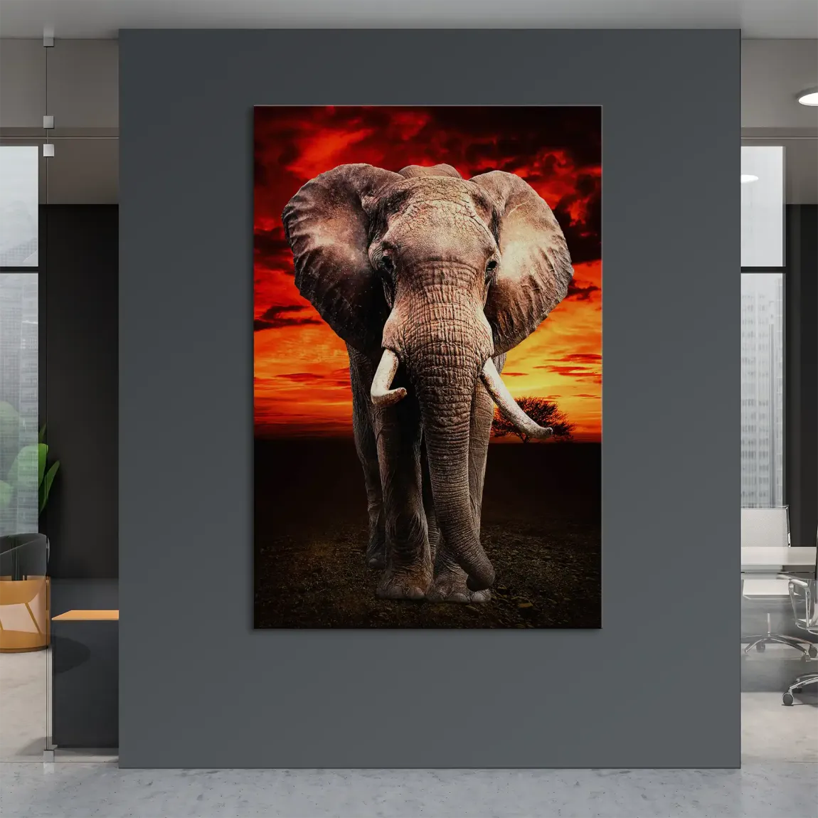 Majestät der Savanne im Abendrot Leinwand Bild INGALERIE