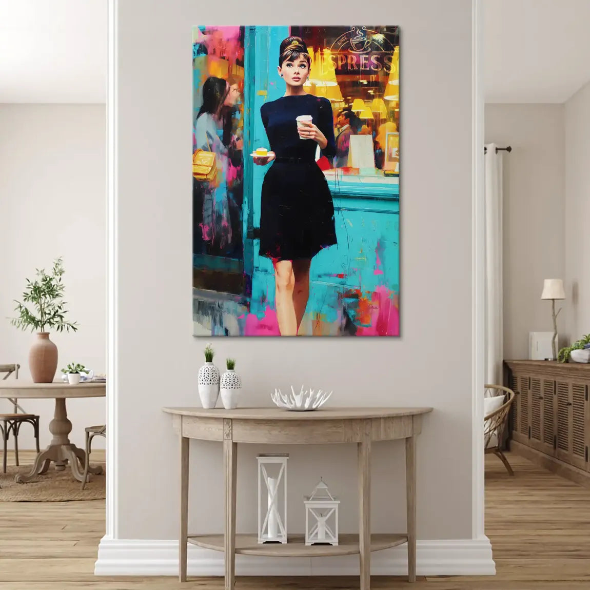 Audrey Hepburn Frühstück mit Stil Leinwand Bild INGALERIE