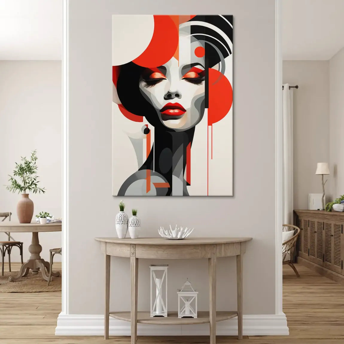 Rote Eleganz trifft urbane Stille Leinwand Bild INGALERIE