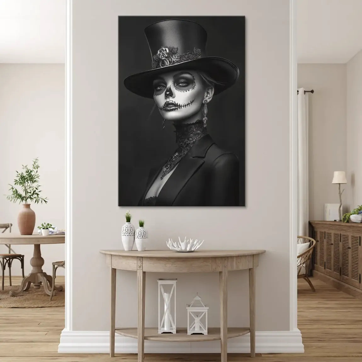 Elegante Lady im modernen Catrina Stil Leinwand Bild INGALERIE