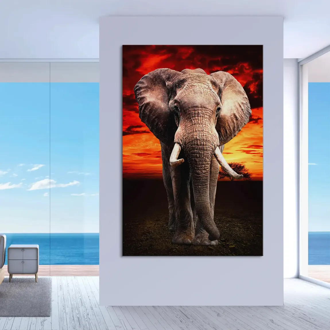Majestät der Savanne im Abendrot Leinwand Bild INGALERIE