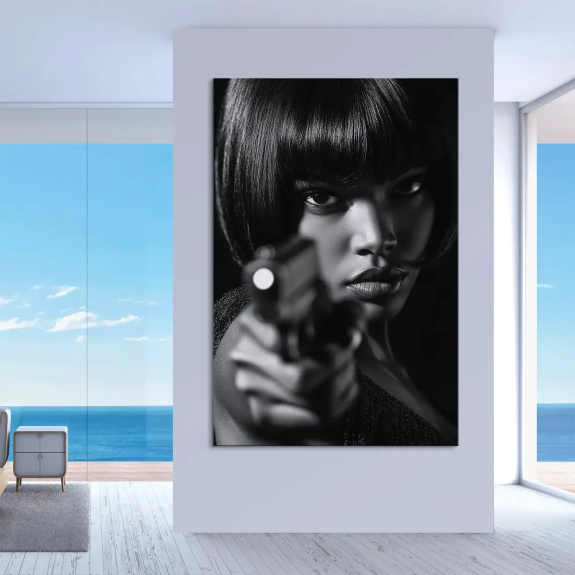 Black Gun Girl Leinwand Bild INGALERIE