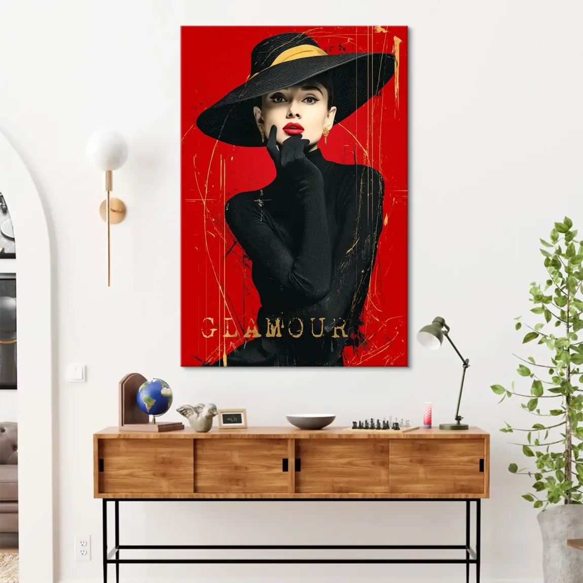 Audrey Hepburn Red Glamour Leinwand Bild