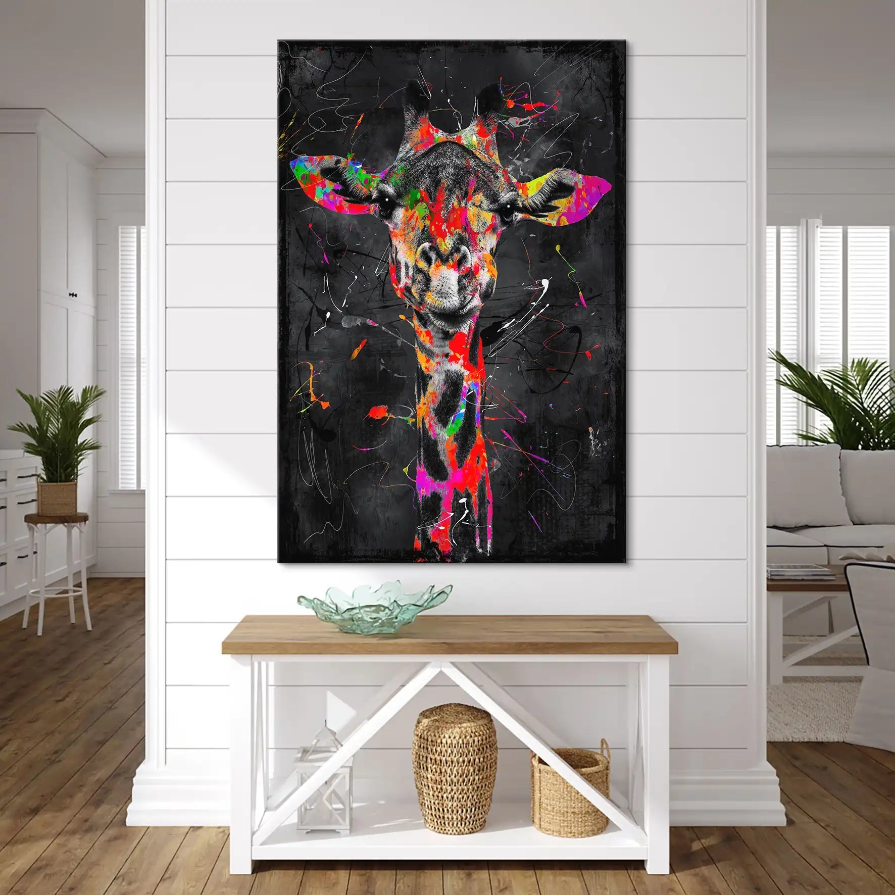 Giraffe Abstrakt Color Style Leinwand Bild INGALERIE