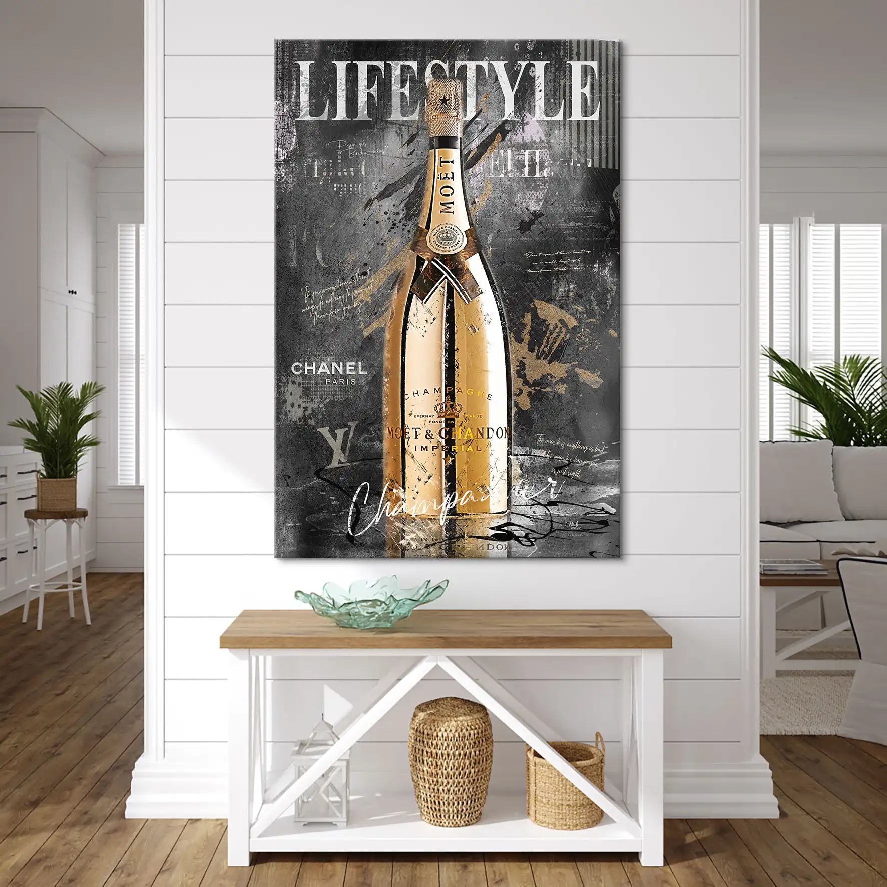 Champagner Dark Style Leinwand Bild INGALERIE
