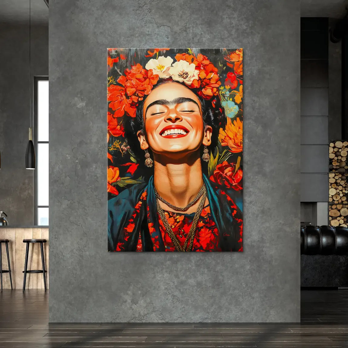 Frida Kahlo Fiery Bloom Leinwand Bild INGALERIE
