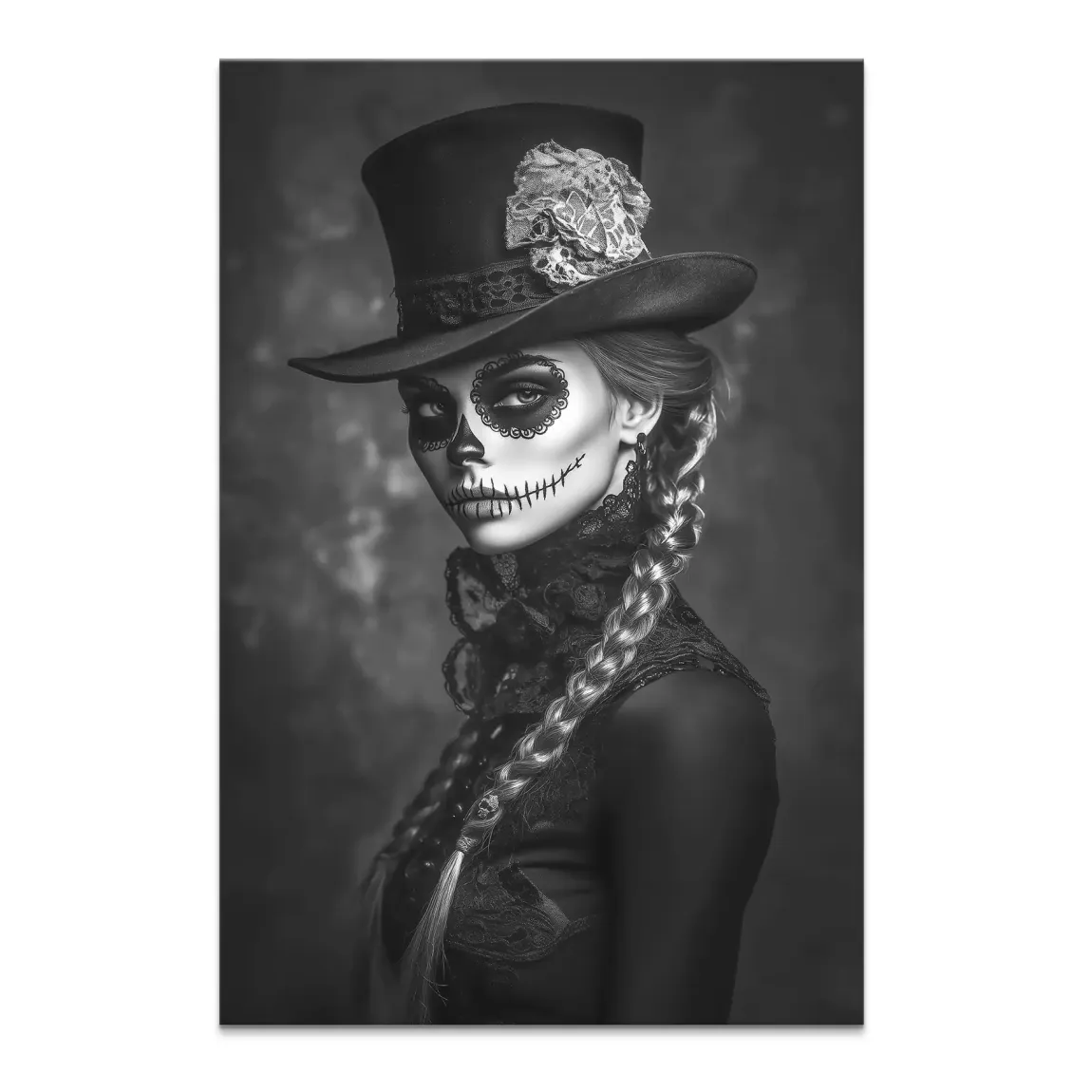 La Catrina Noir – Stil trifft Schattenkunst Leinwand Bild INGALERIE