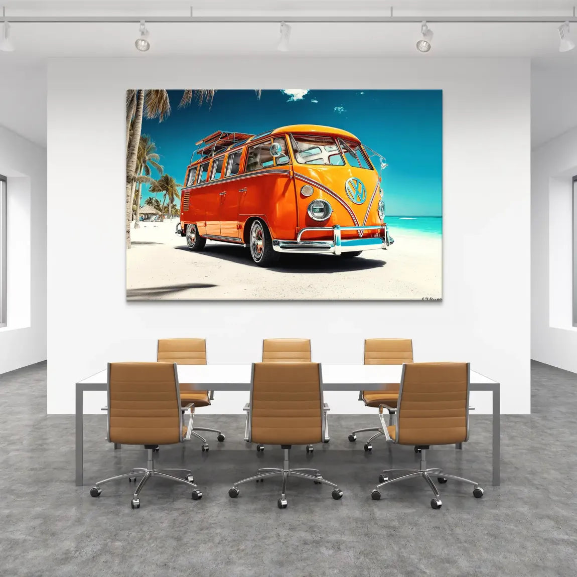 VW Bulli Beach Leinwand Bild INGALERIE