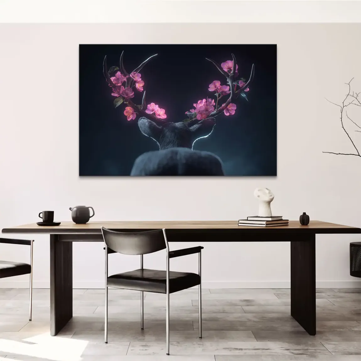 Blütenhirsch Leinwand Bild