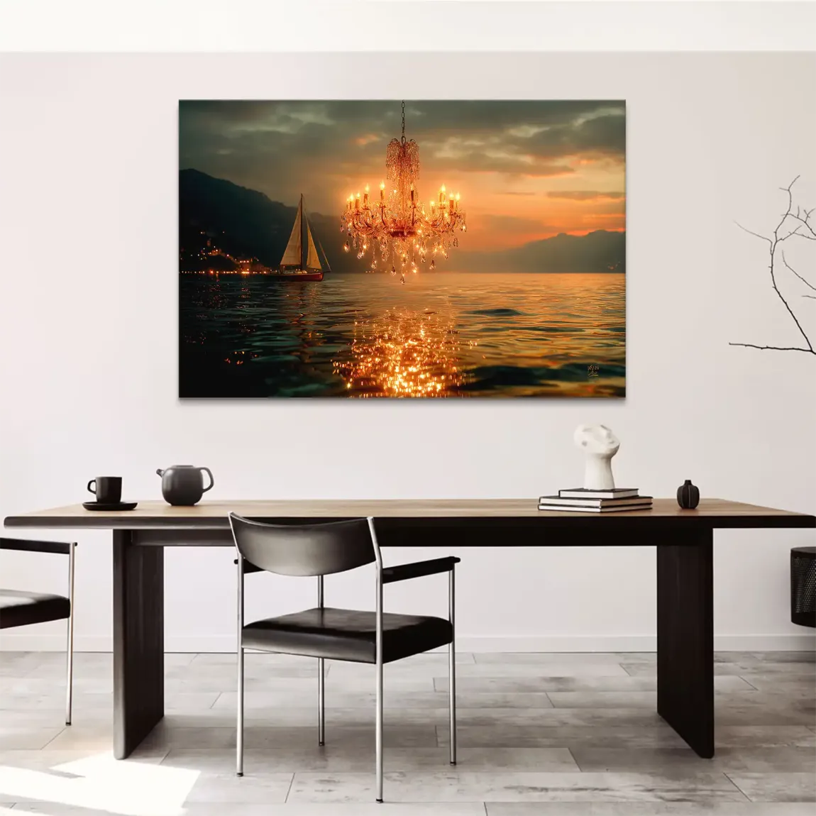 Abendlichter Leinwand Bild