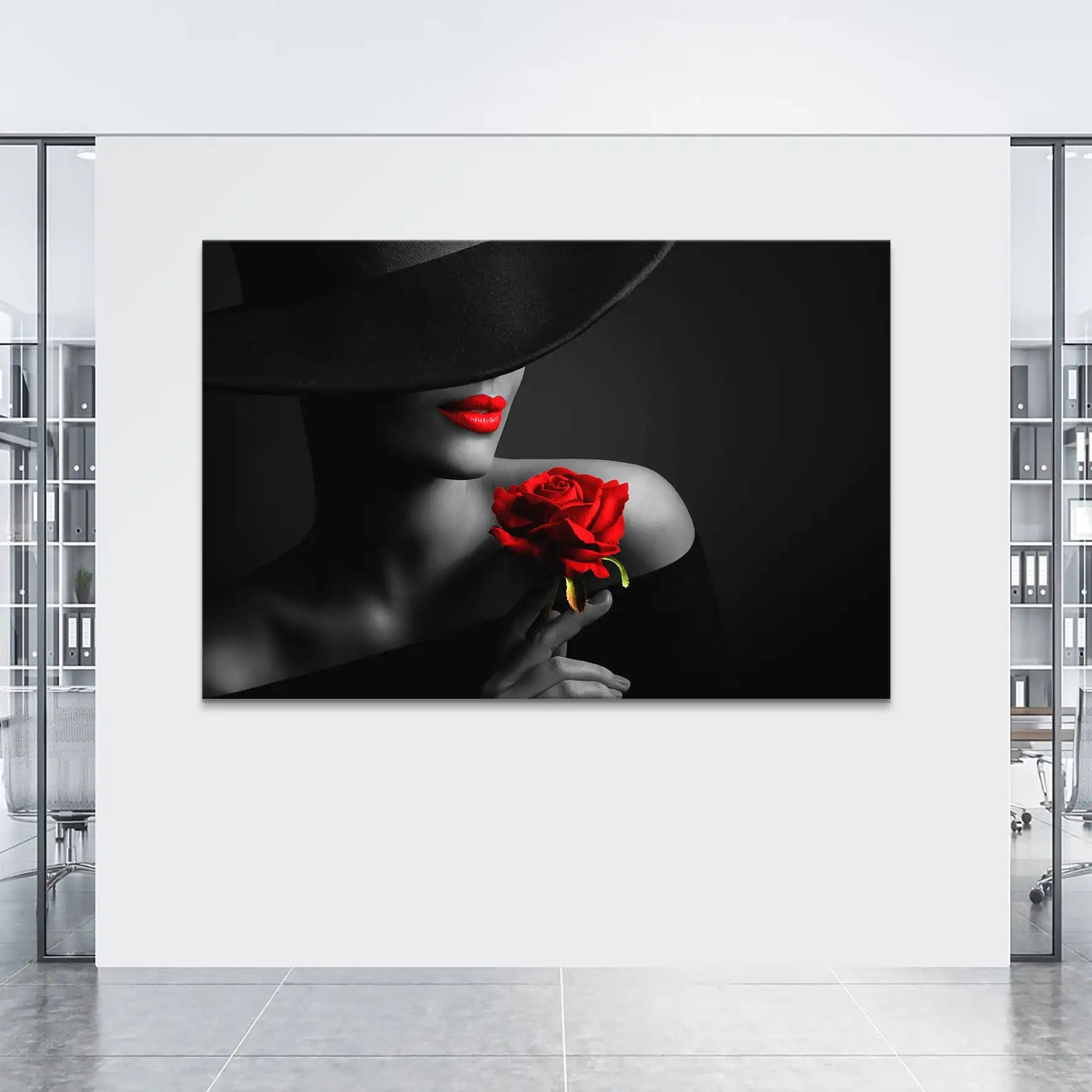 Frau Roten Lippen Leinwand Bild INGALERIE