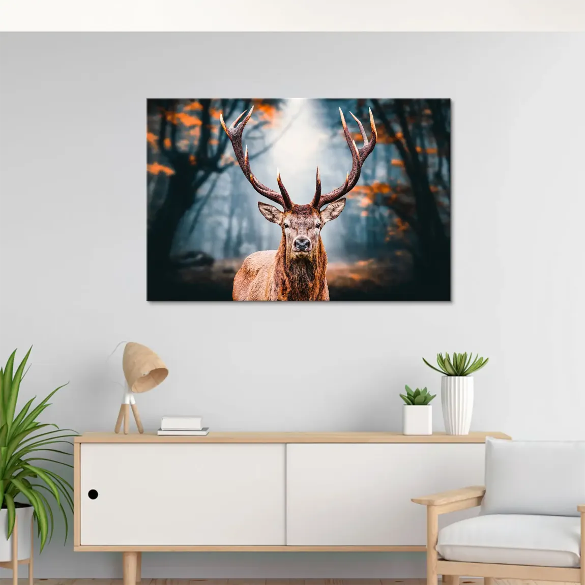 Hirsch im Wald Leinwand Bild