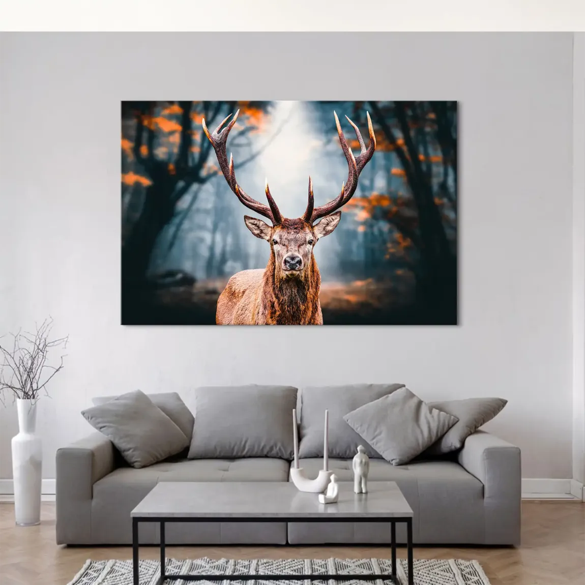 Hirsch im Wald Leinwand Bild