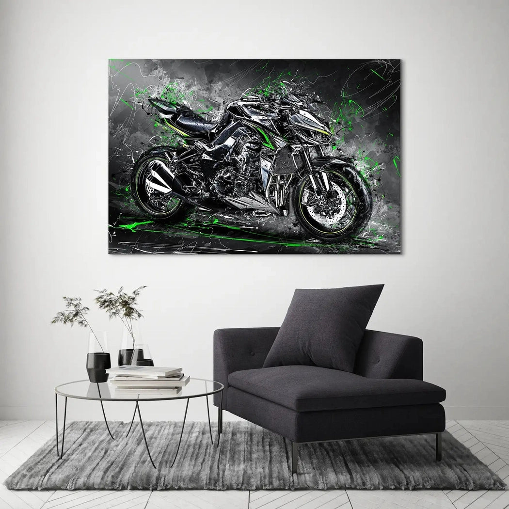 Kawasaki Z1000 Abstrakt Leinwand Bild INGALERIE