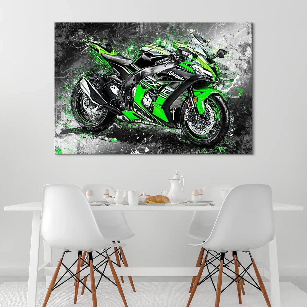 Kawasaki ZX10 Abstrakt Leinwand Bild INGALERIE