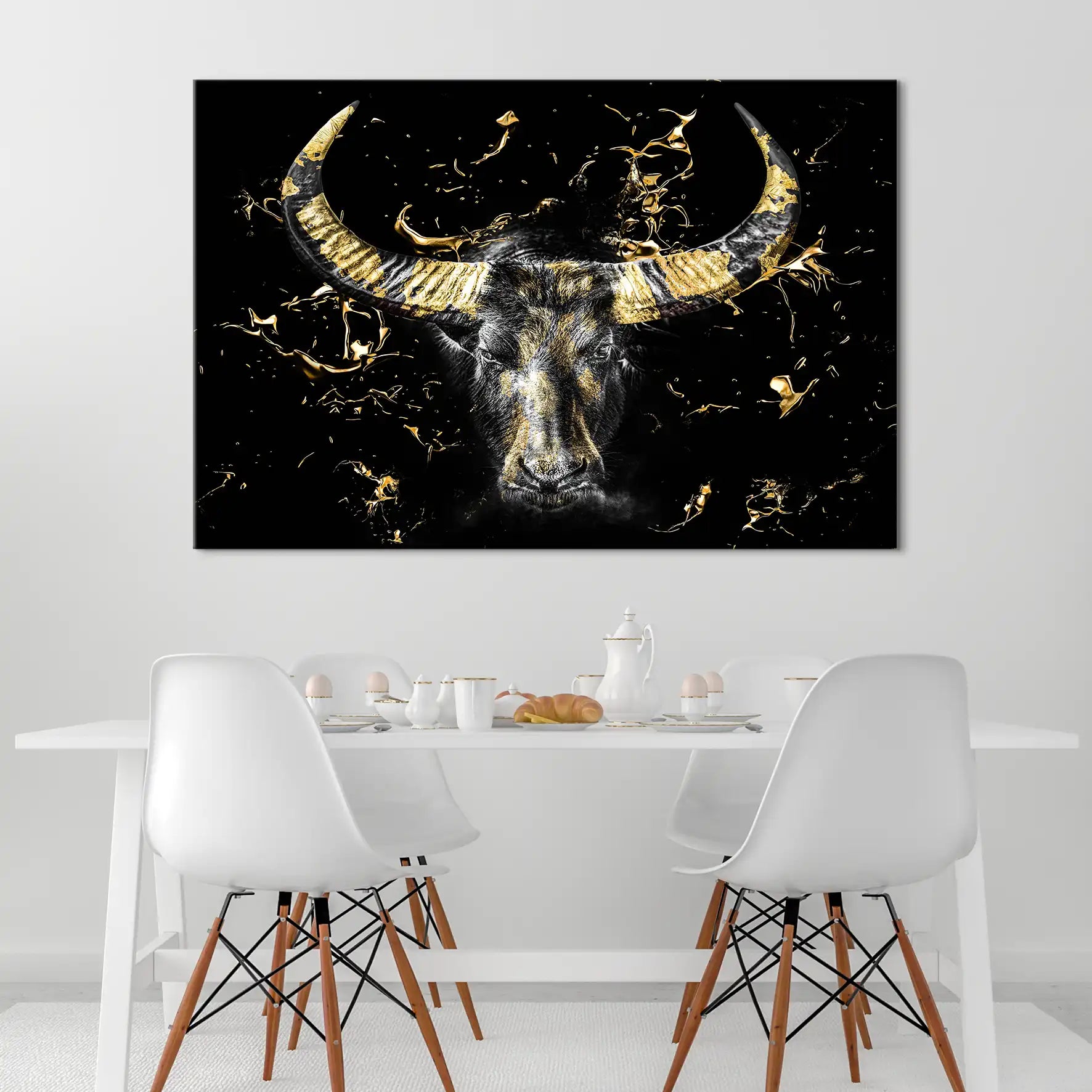 Stier Gold Style Leinwand Bild INGALERIE