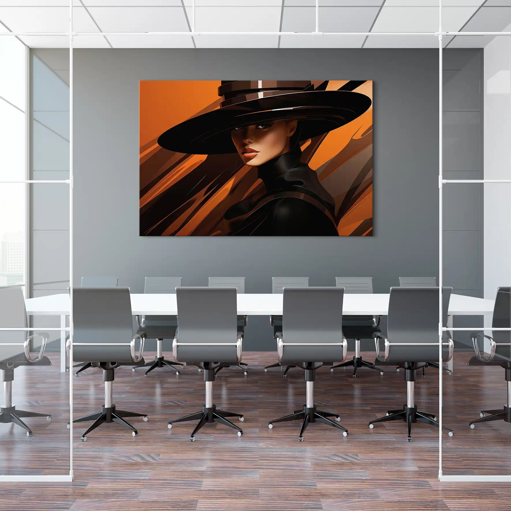 Frau mit Hut Modern Style Leinwand Bild INGALERIE