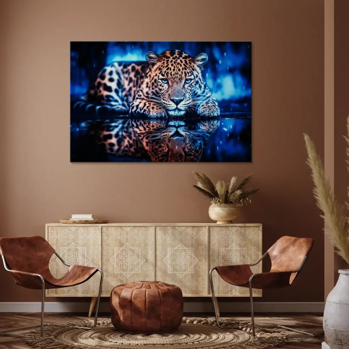 Leopard by Night Leinwand Bild INGALERIE