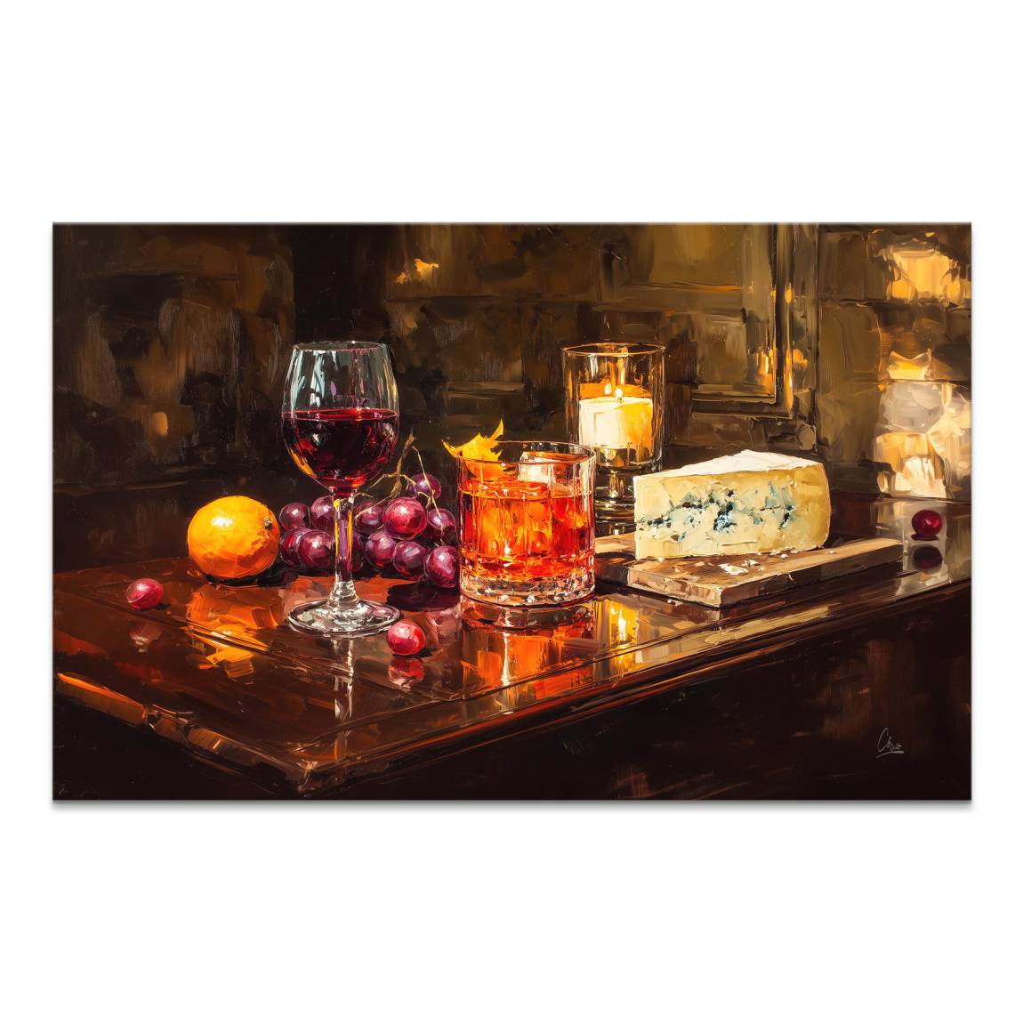 Wein im Licht Leinwand Bild