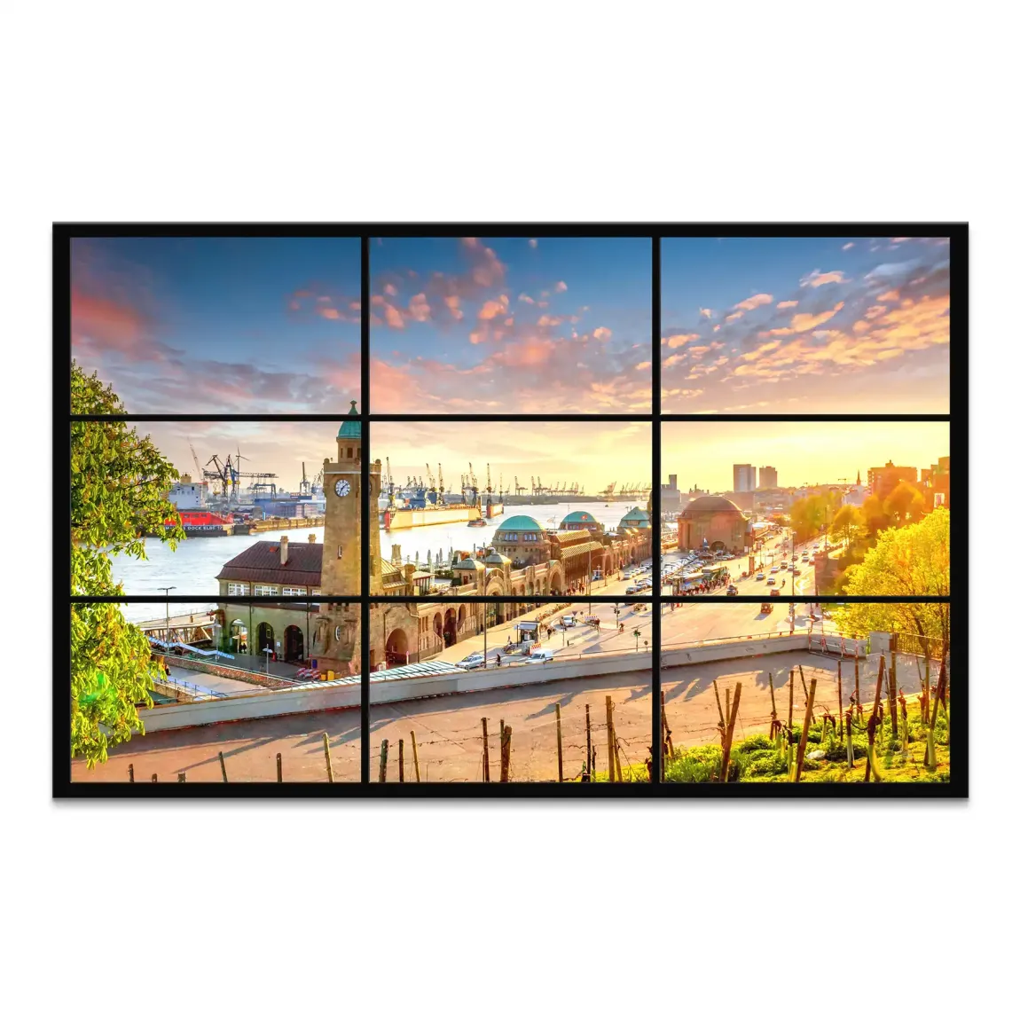 Hamburg Sunset View Leinwand Bild