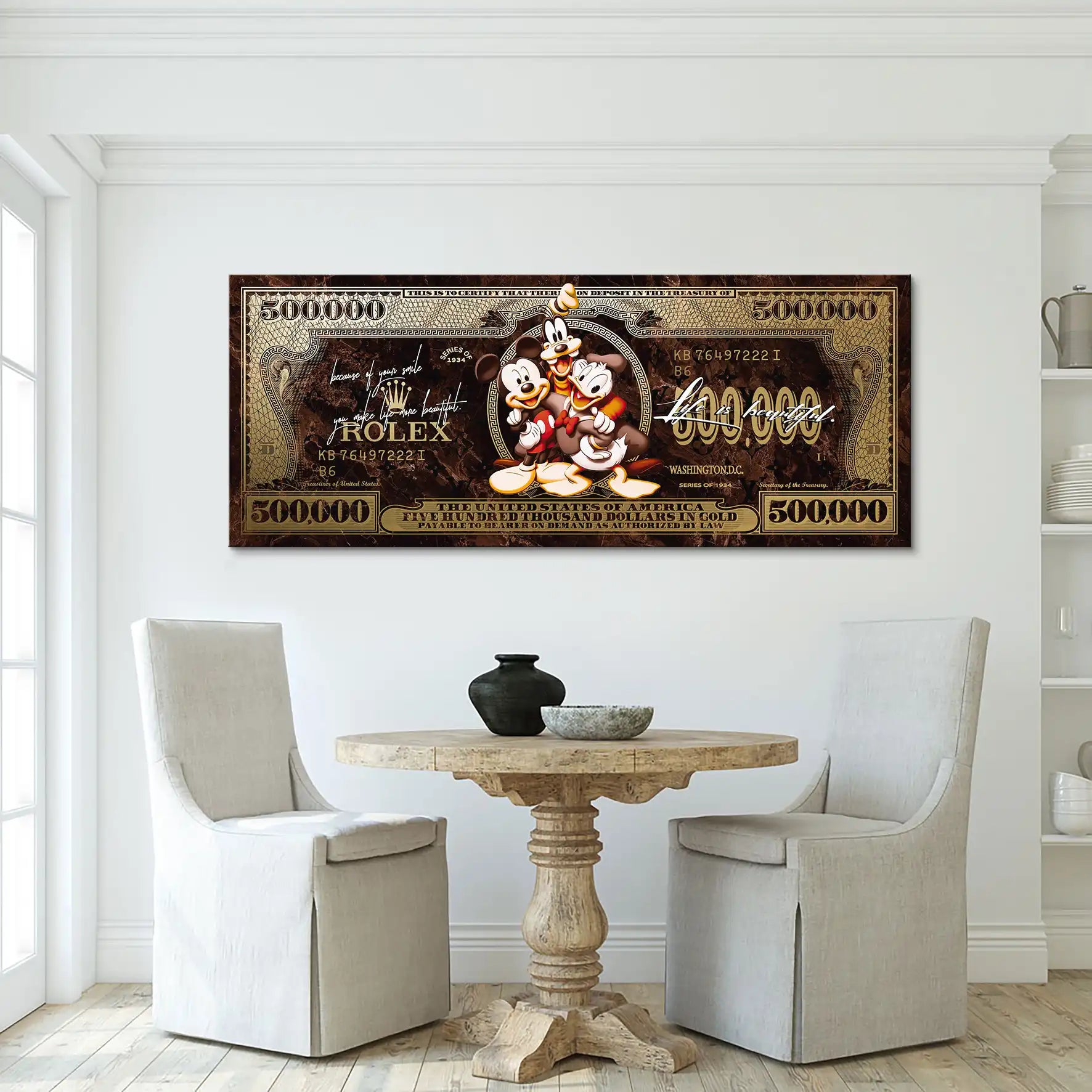 Micky Goofy Donald Retro Dollar Leinwand Bild INGALERIE