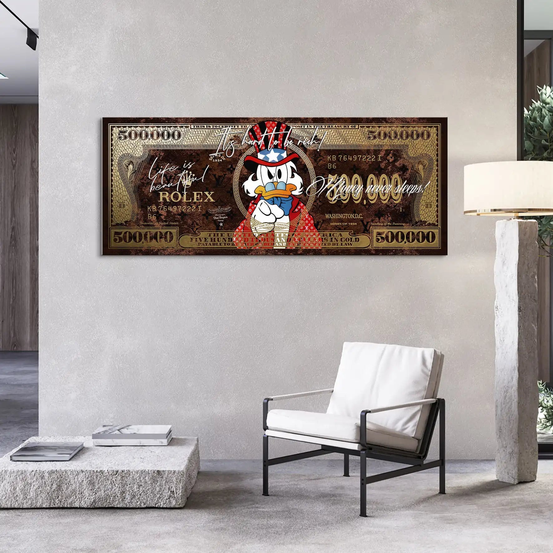 Dagobert Money Never Gold Dollar Leinwand Bild INGALERIE