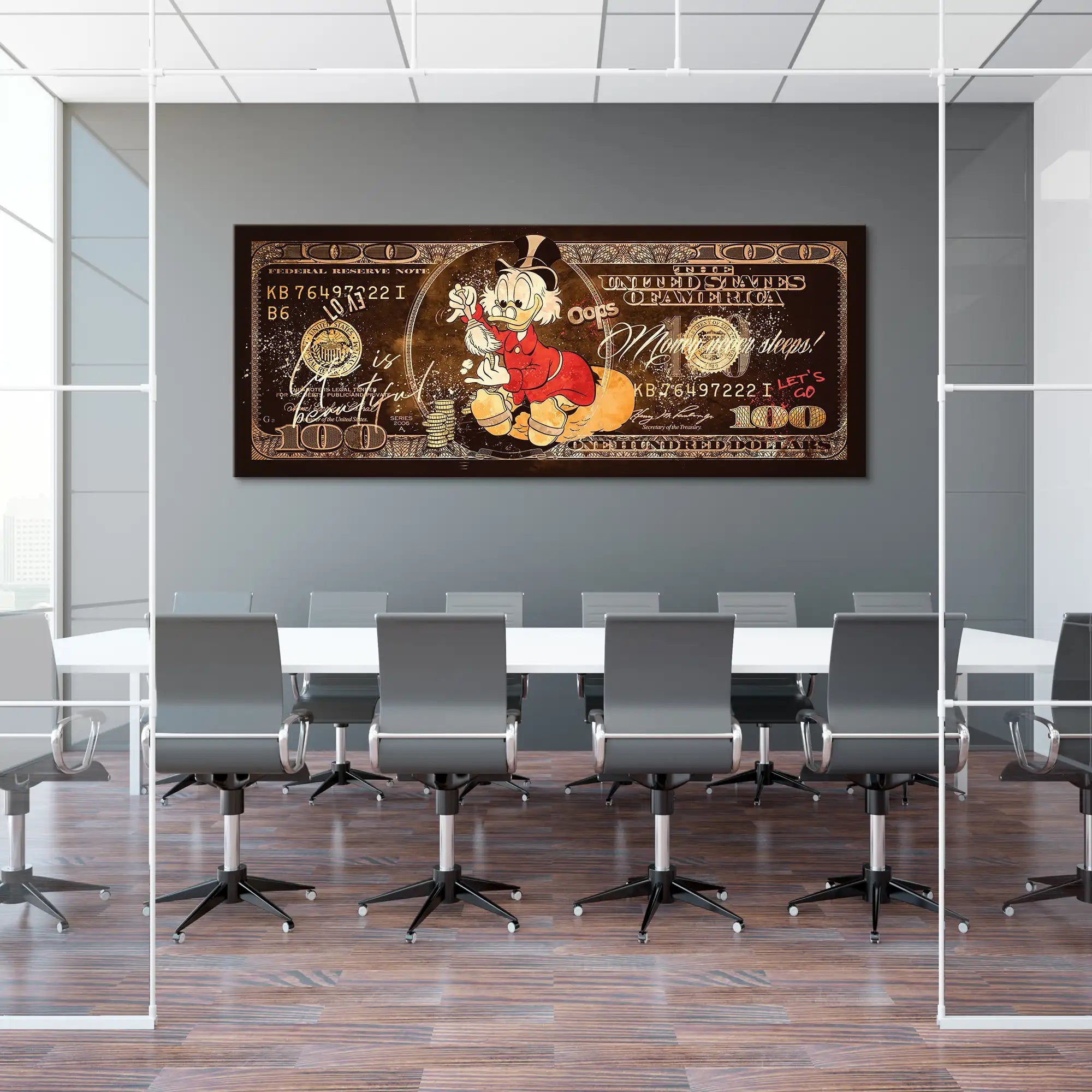 Dagobert Retro Dollar Leinwand Bild INGALERIE