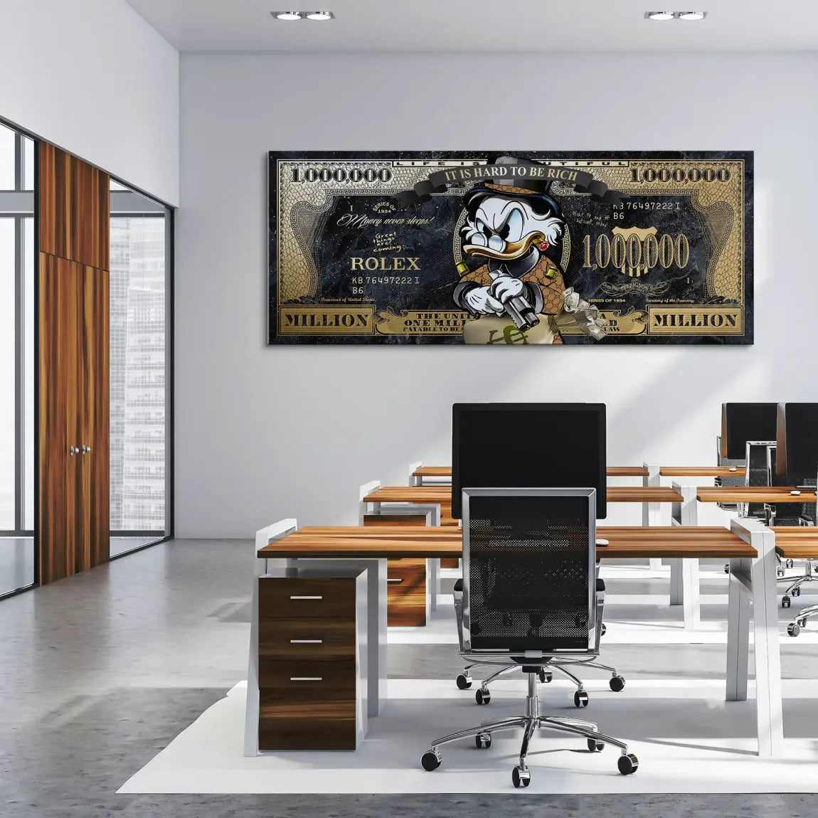 Dogobert Duck Cashed Out Pop Art Dollar Leinwand Bild INGALERIE