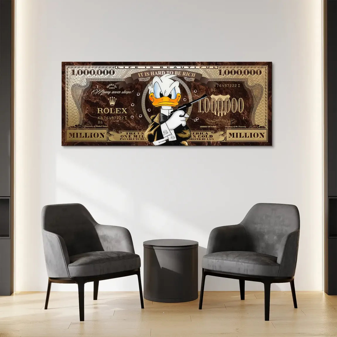 Donald Duck Rich State of Mind Pop Art Leinwand Bild INGALERIE