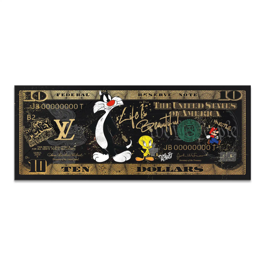 Tweety und Sylvester Black Dollar Leinwand Bild INGALERIE