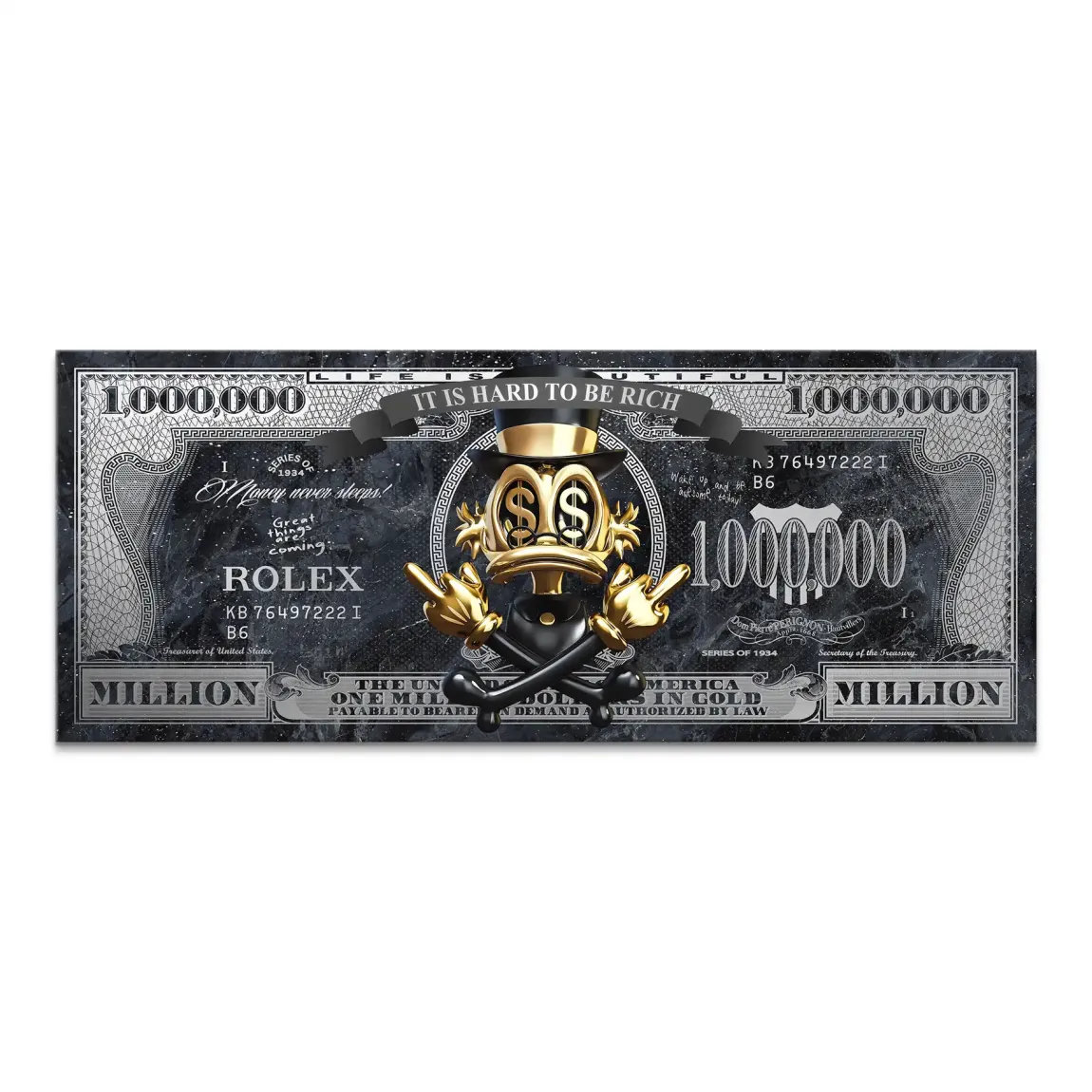 Dagobert Duck Totenkopf Black Dollar Leinwand Bild INGALERIE