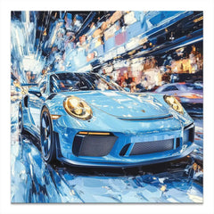 Porsche 911 Abstrakt Blue Leinwand Bild