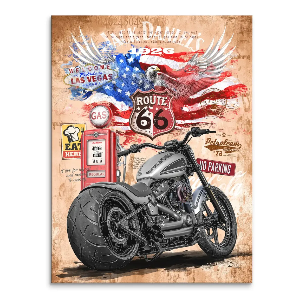 Harley Route 66 Leinwand Bild