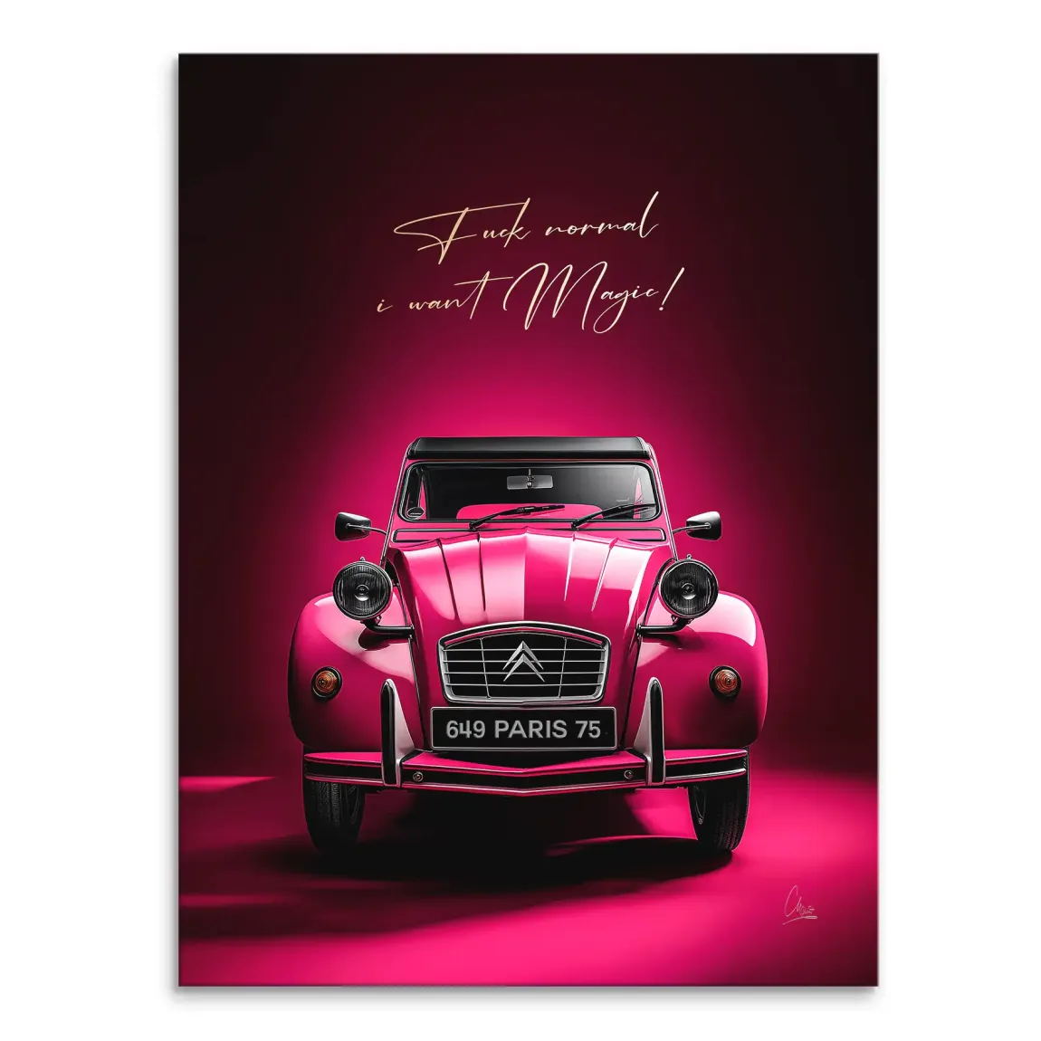 Pink Magic 2CV Leinwand Bild