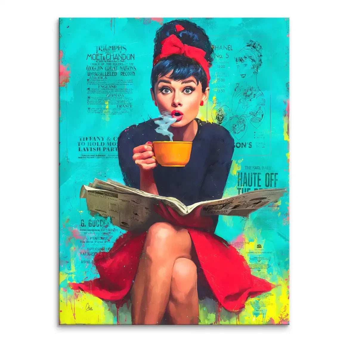 Audrey Hepburn News Pop Art Leinwand Bild INGALERIE