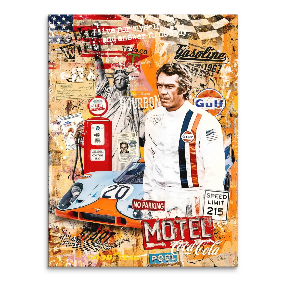Steve McQueen Gasoline Spirit Leinwand Bild