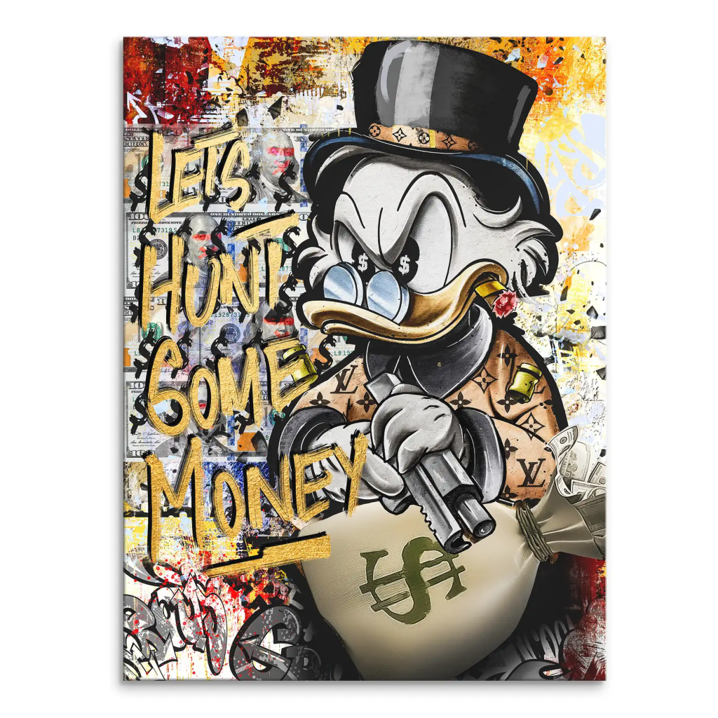 Dagobert Duck Let's Hunt Pop Art Leinwand Bild INGALERIE
