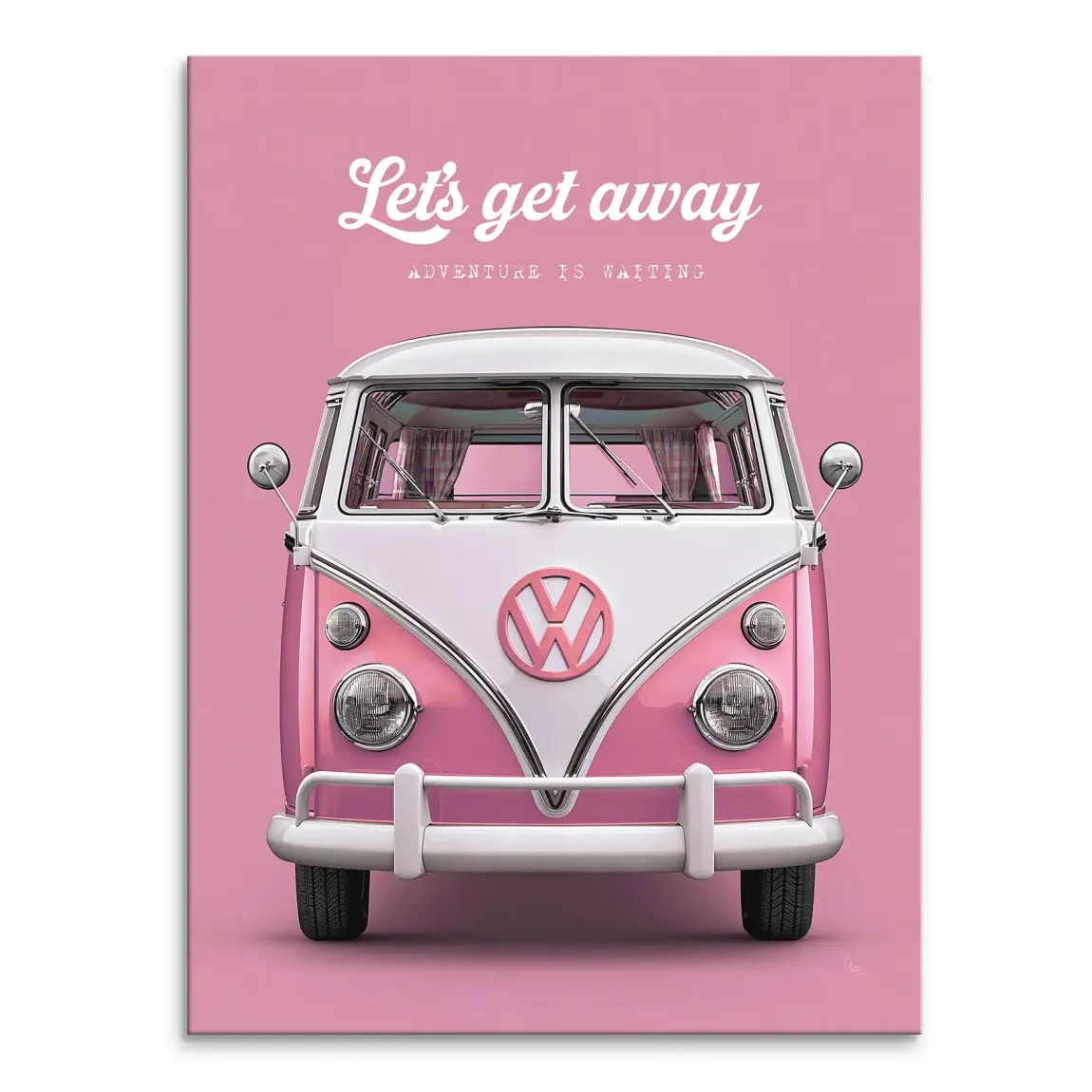 Pink VW Bulli Leinwand Bild