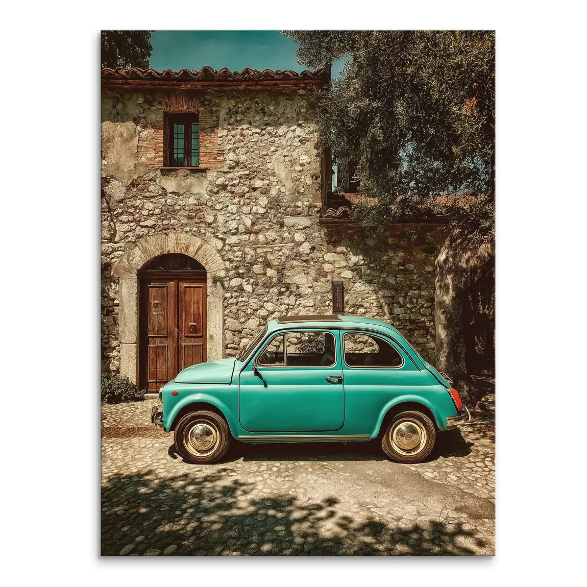 Toskana Fiat Charm Leinwand Bild