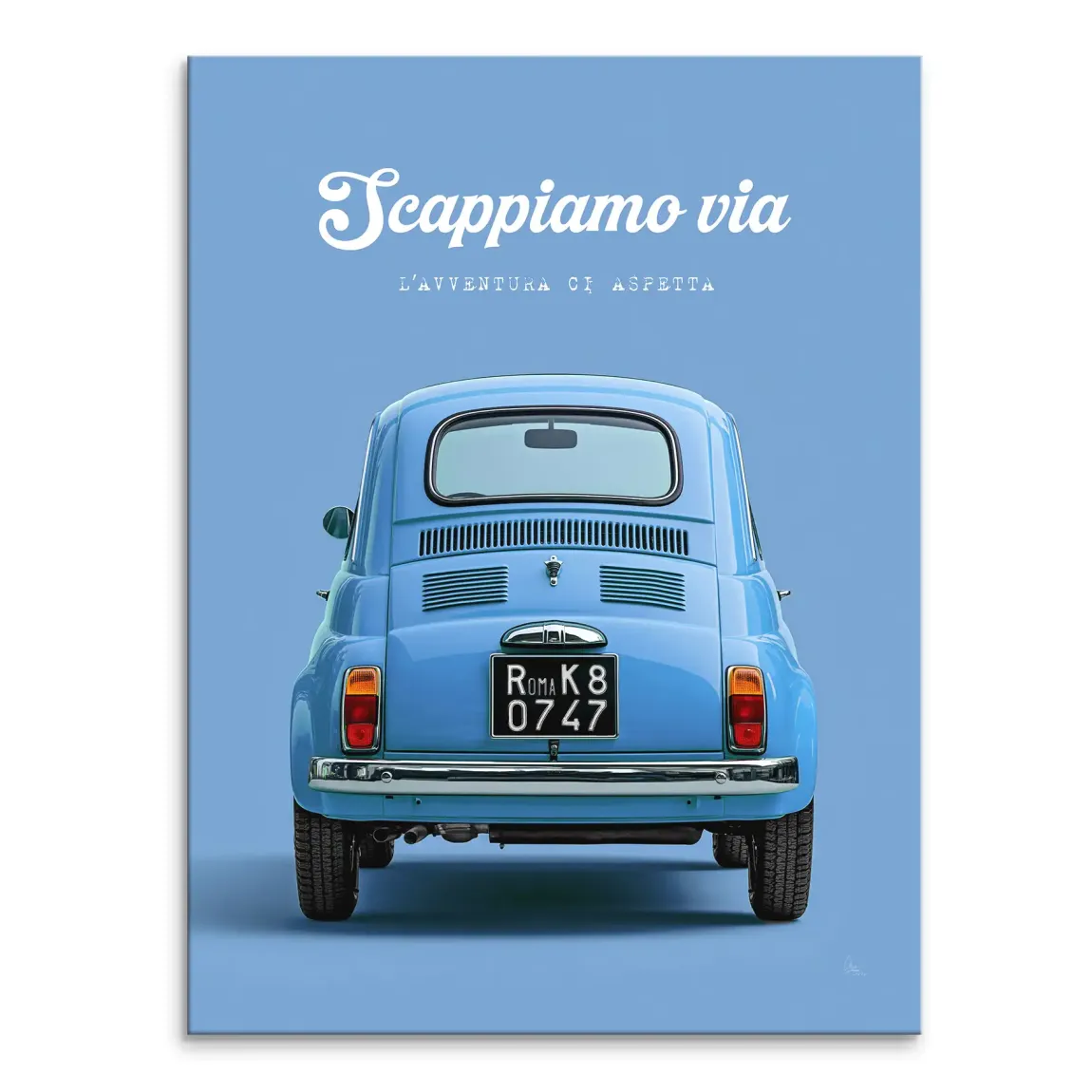 Fiat 500 Azzurro Leinwand Bild