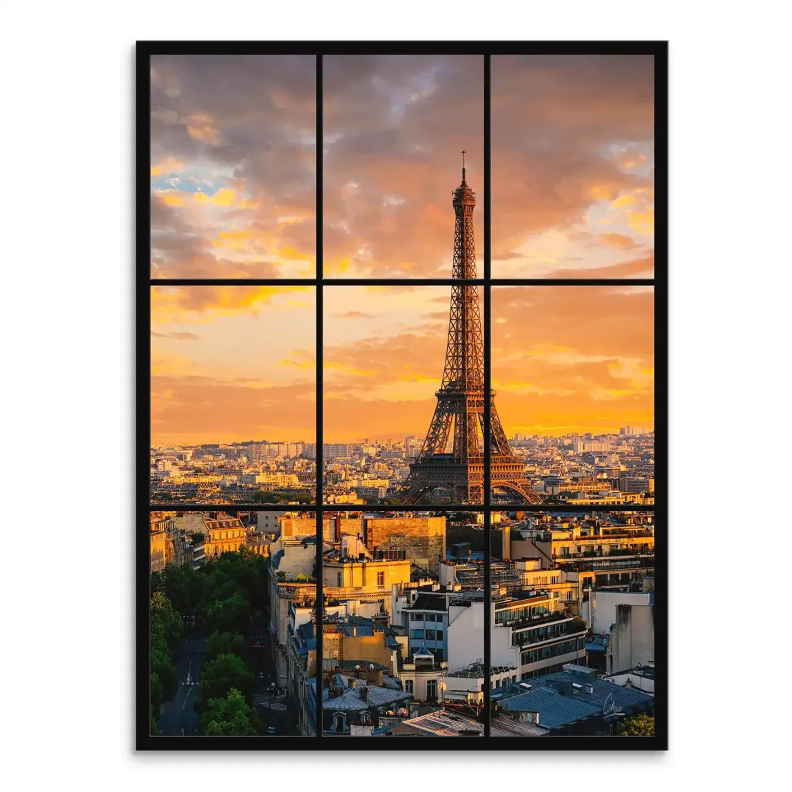 Sunset View Paris Leinwand Bild