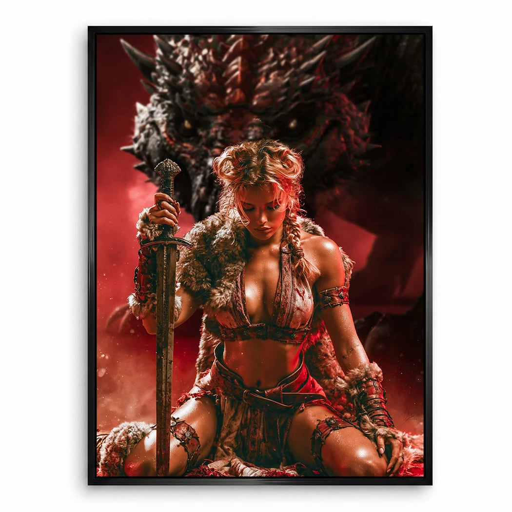 Drachenkriegerin Leinwand Bild