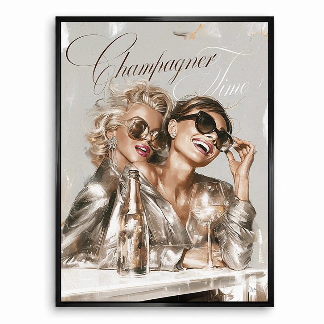 Audrey Hepburn und Marilyn Monroe Champus Leinwand Bild