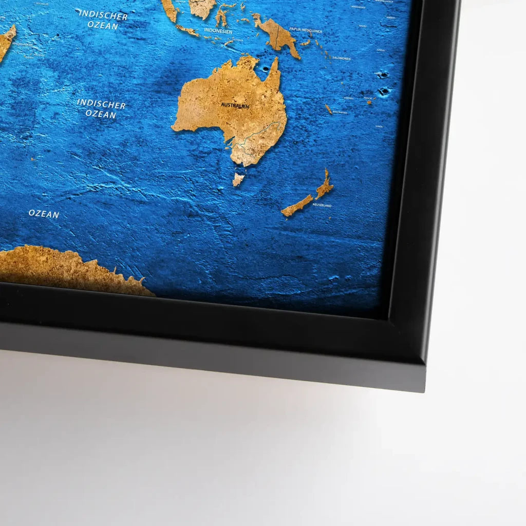 Weltkarte Blue Stone Leinwand Bild INGALERIE