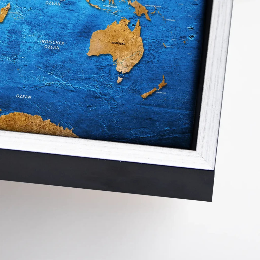 Weltkarte Blue Stone Leinwand Bild INGALERIE